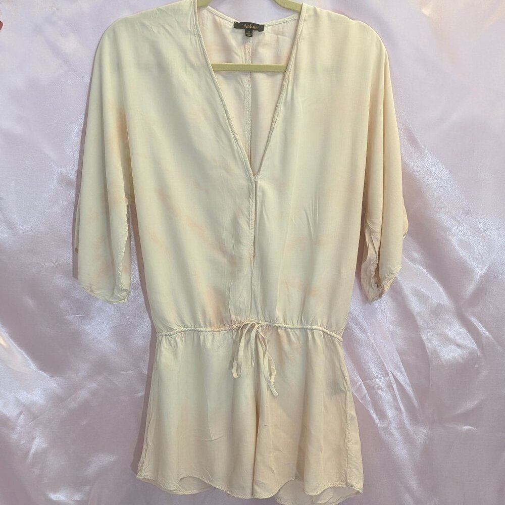 Aakaa Size Small Romper Cream/Pink Tie-Dyed